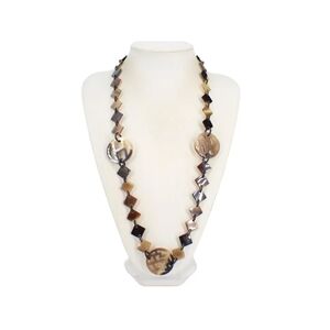 Lena Horn Hermes Necklace with Sterling Silver Hardware